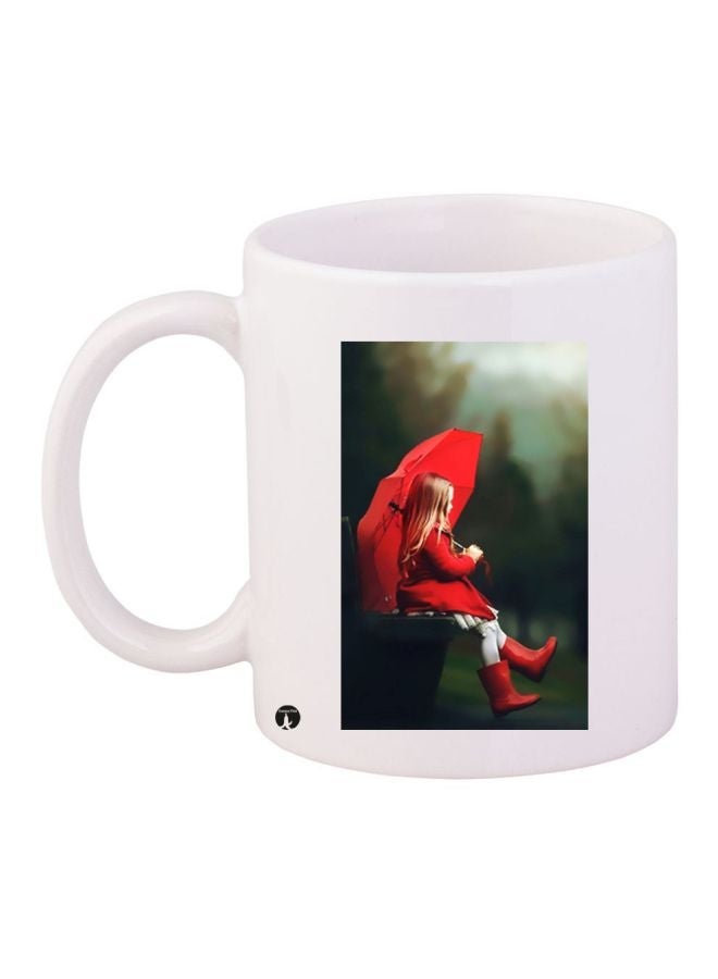 Girl Printed Coffee Mug White/Red/Green 11ounce