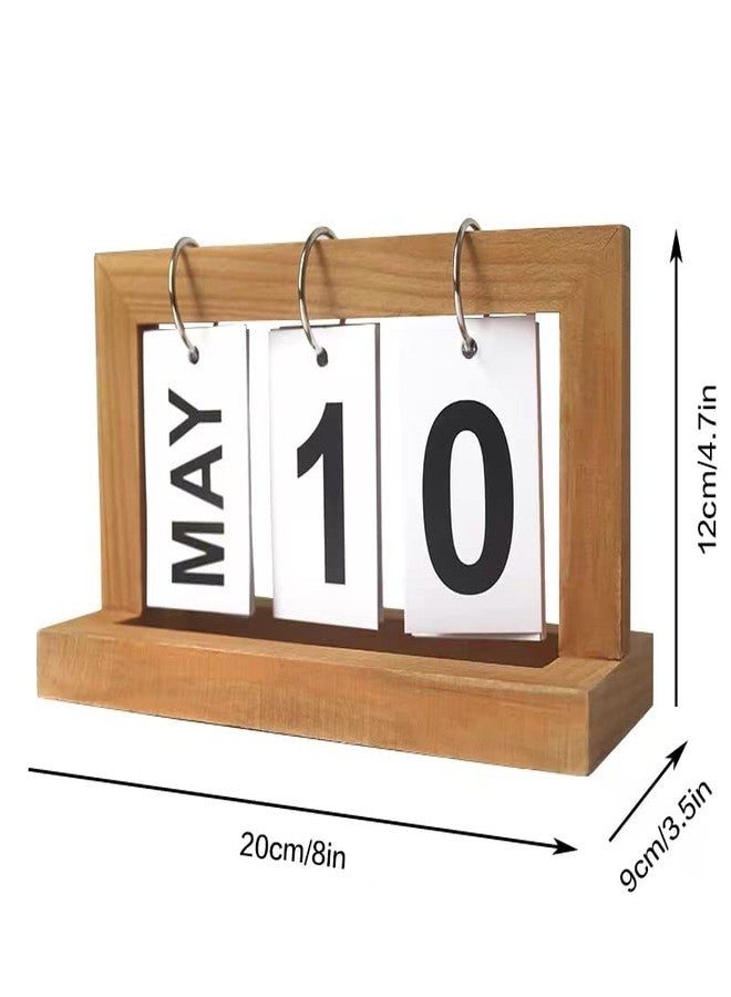 River-CJ Wooden Perpetual Desk Calendar, Wood Desktop Perpetual Flip Calendar Desk Decor Calendar Reusable Vintage Desktop Calender for Office Desktop Home Decro Ornaments(Log color) - Image 4