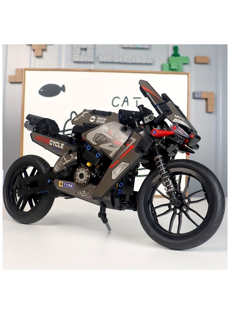 500+PCS, Small Pieces of Science And Technology Pieces to Assemble Building Blocks, Large Motorcycle Models, Assembly Simulation Racing Toys - Image 3