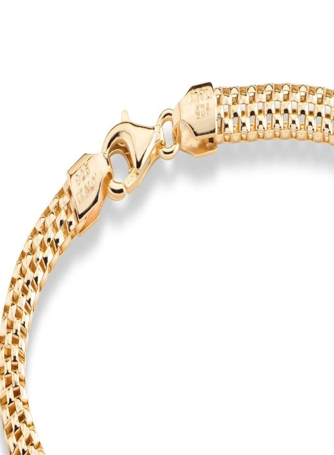 Miabella 18K Gold Plated 925 Sterling Silver Italian 4mm Mesh Link Chain Bracelet for Women 925 Italy (7.0 Inches) - Image 4