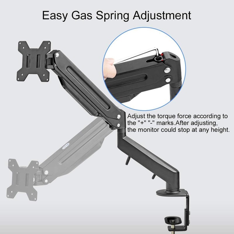 Suptek Monitor Mount Gas Spring Monitor Arm Desk Mount Fully Adjustable Fits 17 20 22 23 24 26 32 inch Monitors Weight Capacity up to 22 lbs - Image 3