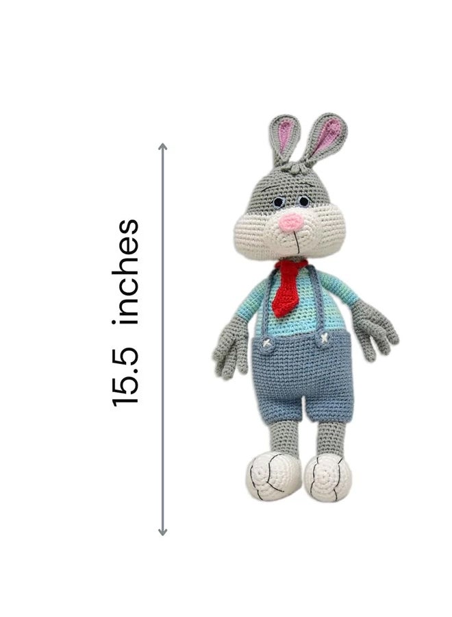 Happy Threads Handmade Crocheted Cute Handmade Jasper the Bunny (16 inch) – Multicolour |  Crochet Toys | Child Safe | for Babies 6 Months & Above | Dolls for Boys/Girls| For Birthday Gift | Decorative Items for Room - Image 4