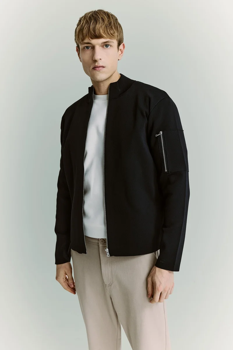 Defacto Standard Fit Knit Bomber Jacket