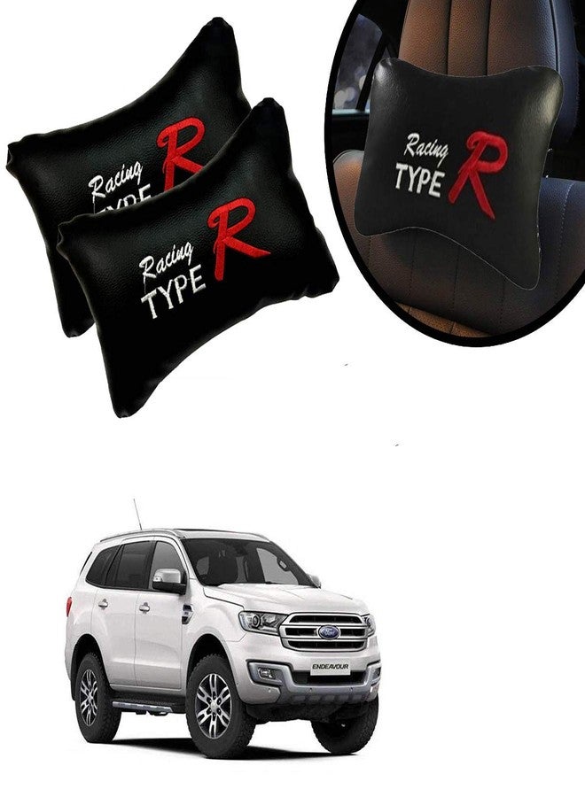 PulGos Black Type R Design Car Neck Rest Cushion with Adjustable Straps_1121 - Image 1