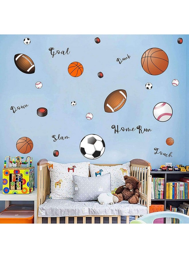 Easma Sports Wall Decals Soccer Decal For Wall Rugby Wall Decals Baseball Wall Decor Basketball Decal Removable Peel And Stick Wall Decals Football Sticker For Boys Room - Image 1
