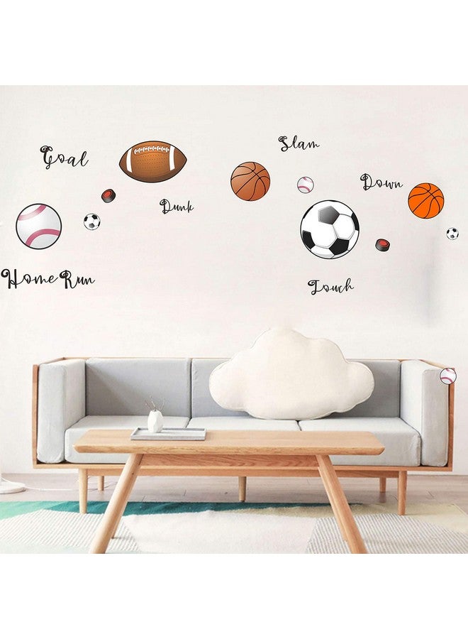 Easma Sports Wall Decals Soccer Decal For Wall Rugby Wall Decals Baseball Wall Decor Basketball Decal Removable Peel And Stick Wall Decals Football Sticker For Boys Room - Image 3