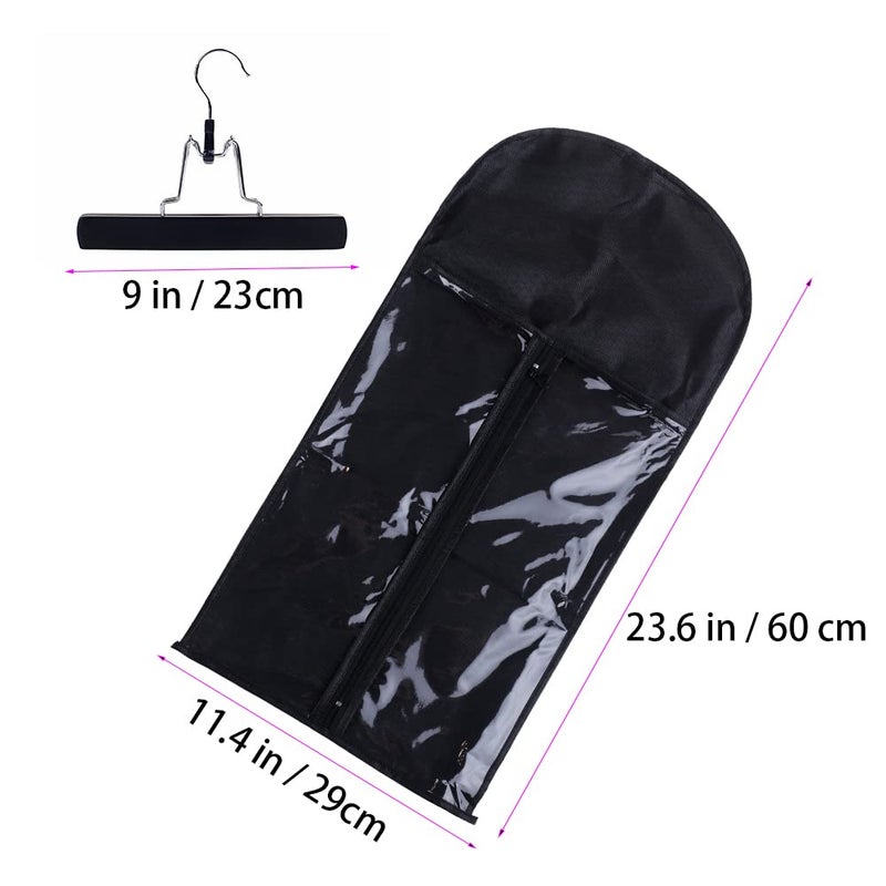 RJMBMUP Hair Extensions Hanger with Storage Bag Hairpieces Storage Holder Wigs Carrier Case for Store Style Hair Black Color - Image 2