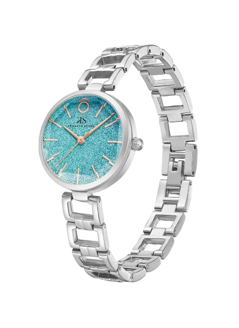 KENNETH SCOTT Kenneth Scott K23514-SBSL Women's Analog Display Watch & Alloy Strap Silver