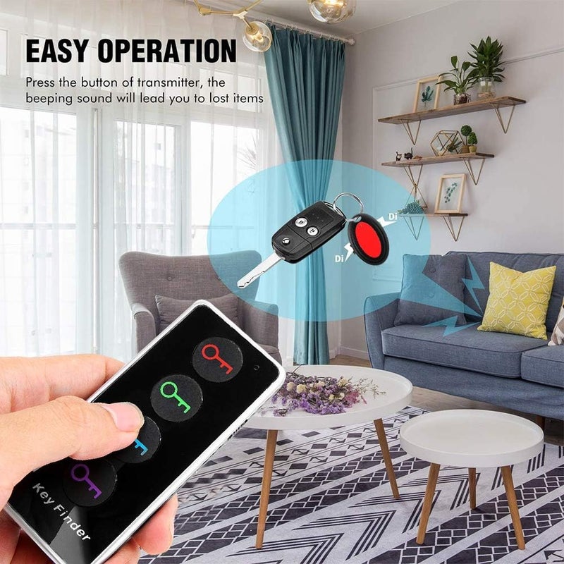 klarako Key Finder, Wireless Strong Penetration Key Finder, Wallet One-Click Search, Led Light Locator, 1 Rf Transmitter and 4 Receivers - Image 5