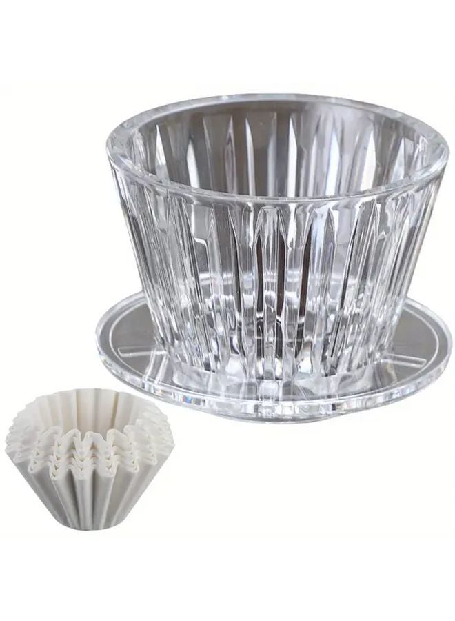 مُرشح قهوة شفاف قابل لإعادة الاستخدام لأكواب 1-2، بلاستيك خالٍ من مادة BPA مع 50 مرشحًا ورقيًا - Image 2