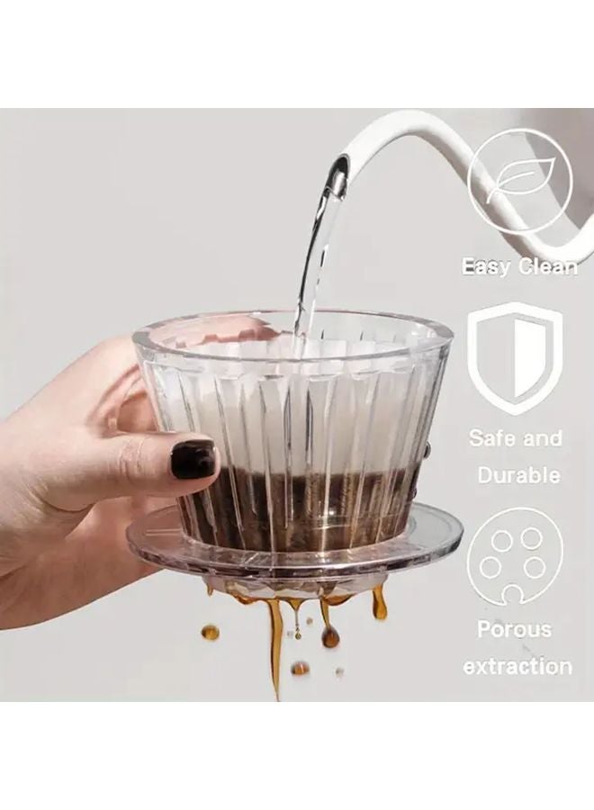 مُرشح قهوة شفاف قابل لإعادة الاستخدام لأكواب 1-2، بلاستيك خالٍ من مادة BPA مع 50 مرشحًا ورقيًا - Image 3