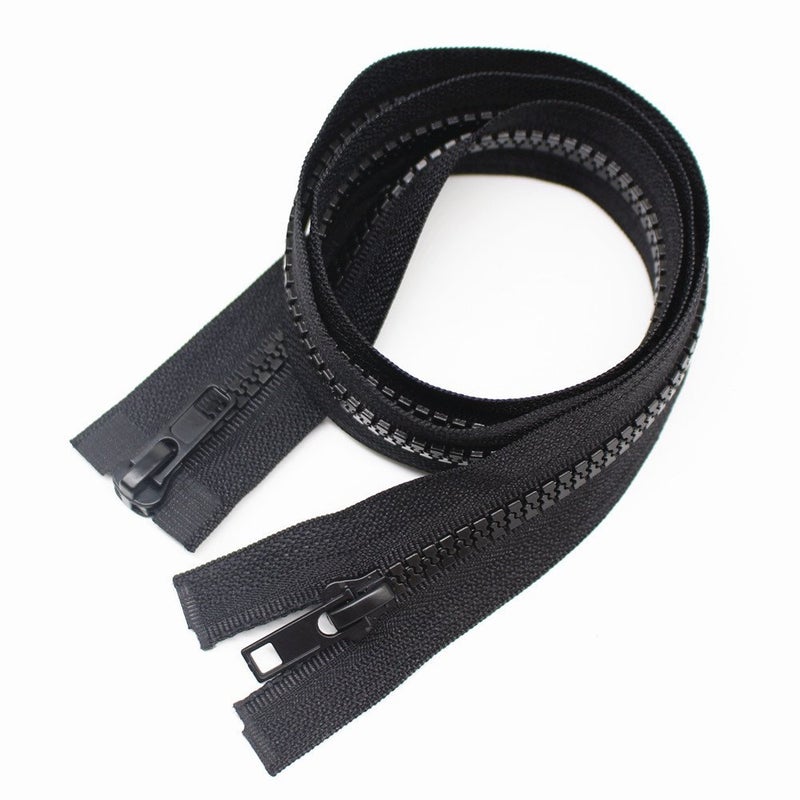 YaHoGa 2PCS #5 32 Inch Two Way Separating Jacket Zipper for Sewing Jacket Coat Molded Plastic Vislon Zippers Bulk (32" TW Black) - Image 3