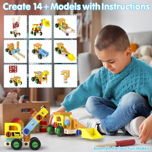 MindPal 45 Pcs Kids Tool Set Toddler Tool Set with Tool Box STEM Construction Preschool Educational Toys for Age 3 4 5 6 7 Boys Girls Wooden Tool Kits Toys Christmas Birthday Present for Kids - Image 5