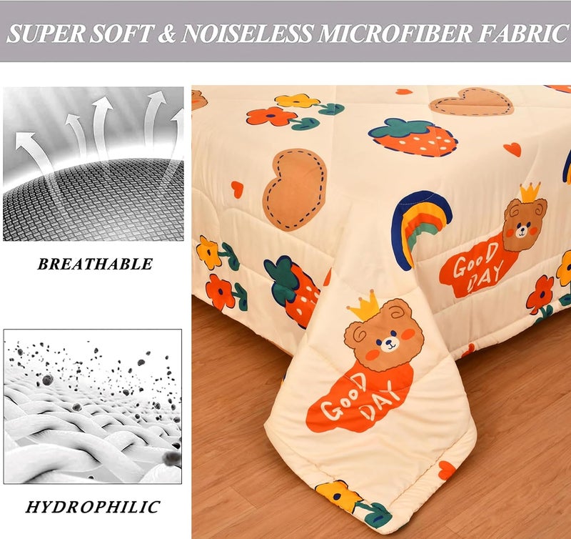 FRESH FROM LOOM Summer Collection Microfiber Cartoon Printed Single Bed Blanket for Kids | Soft Comforters for Children | Dohar for Kid Boys & Girls | Summer Blanket (60x90 in | Cream) | TC - 144 - Image 3