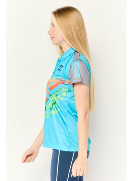 Adidas Women Sportswear Fit Short Sleeve Outdoor Polo Shirt, Light Blue  - Image 3