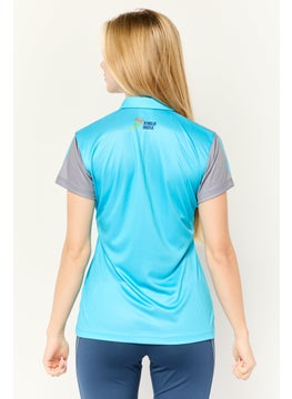 Adidas Women Sportswear Fit Short Sleeve Outdoor Polo Shirt, Light Blue  - Image 4