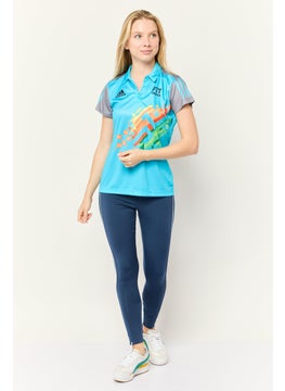 Adidas Women Sportswear Fit Short Sleeve Outdoor Polo Shirt, Light Blue  - Image 2