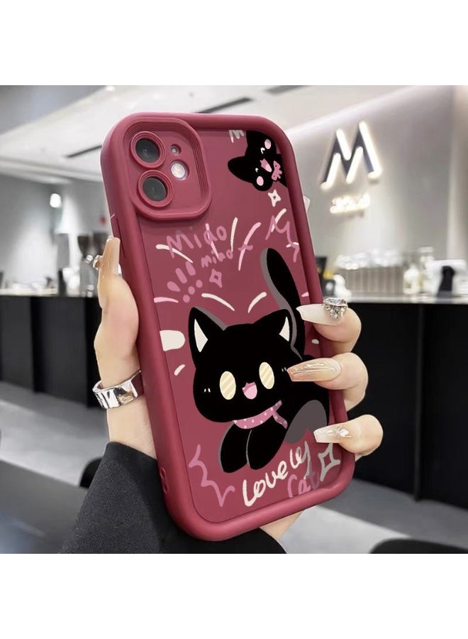 NIBEMINENT Scare The Kitten Protective TPU Case Cover For iPhone 16, Wine Red