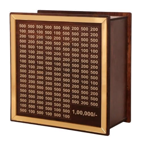 BELOXY Money Saving Box for Kids and Adults | Wooden Money Bank with Lock | Big Size Piggy Bank 2 Lakh Target | 1 Lakh Saving Box with Numbers | Undiyal Hundi Pig (1 Lac Money Box Golden) - Image 1
