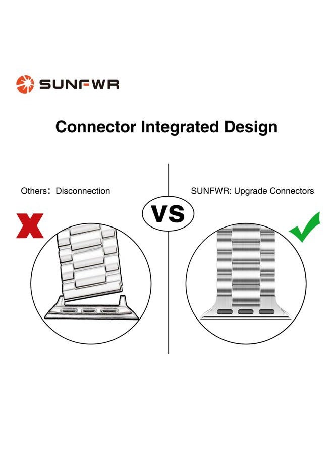 SUNFWR Compatible with Apple Watch Band 41mm 40mm 38mm for Women Men, Stainless Steel Metal iWatch Band with Case for Apple Watch Series 9/8/7/6/5/4/3/2/1/SE/SE2 (Silver, 38mm/40mm/41mm) - Image 3