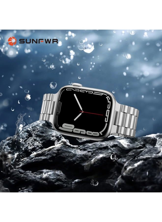 SUNFWR Compatible with Apple Watch Band 41mm 40mm 38mm for Women Men, Stainless Steel Metal iWatch Band with Case for Apple Watch Series 9/8/7/6/5/4/3/2/1/SE/SE2 (Silver, 38mm/40mm/41mm) - Image 5