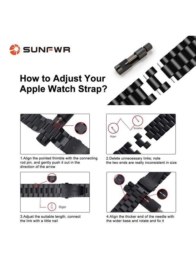 SUNFWR Compatible with Apple Watch Band 41mm 40mm 38mm for Women Men, Stainless Steel Metal iWatch Band with Case for Apple Watch Series 9/8/7/6/5/4/3/2/1/SE/SE2 (Silver, 38mm/40mm/41mm) - Image 4