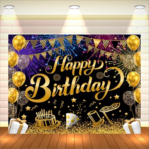 Party Baazaar Black Birthday Backdrop 5x4 Ft | Backdrops for Decoration | Birthday Decoration Backdrop | Banner for Kids Theme Party - Image 1