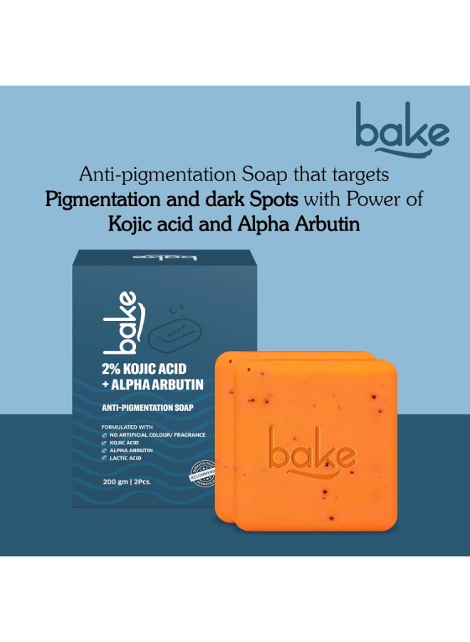 خبز صابون BAKE المقشر والعلاجي بحمض الكوجيك بتركيز 2% (200 جم، قطعتان) | لإزالة التصبغات والبقع الداكنة وآثار الاسمرار | يعمل على تفتيح منطقة تحت الإبطين والركب والأكواع | غني بـ "ألفا أربوتين"، و"النياسيناميد"، ومركب "MelasaRx" | مناسب للرجال والنساء - Image 4
