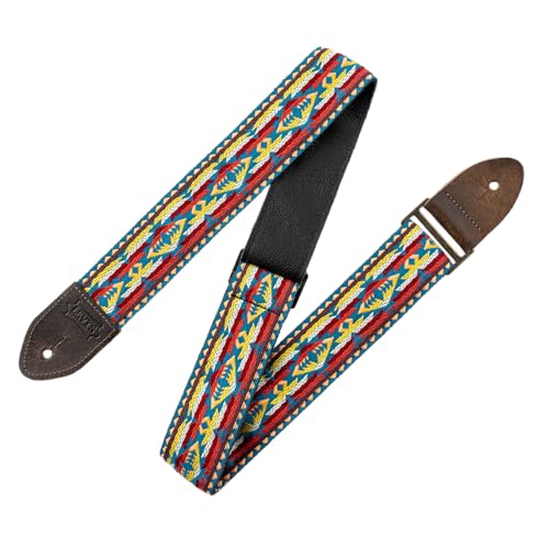 Levy's Leathers 2" Vintage Hootenanny Jacquard Weave Guitar Strap with Garment Leather Backing (M8HTV-22) - Image 1