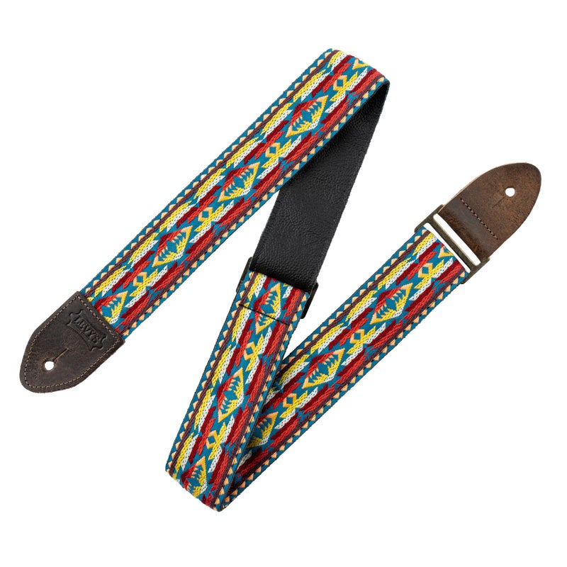 Levy's Leathers 2" Vintage Hootenanny Jacquard Weave Guitar Strap with Garment Leather Backing (M8HTV-22) - Image 5