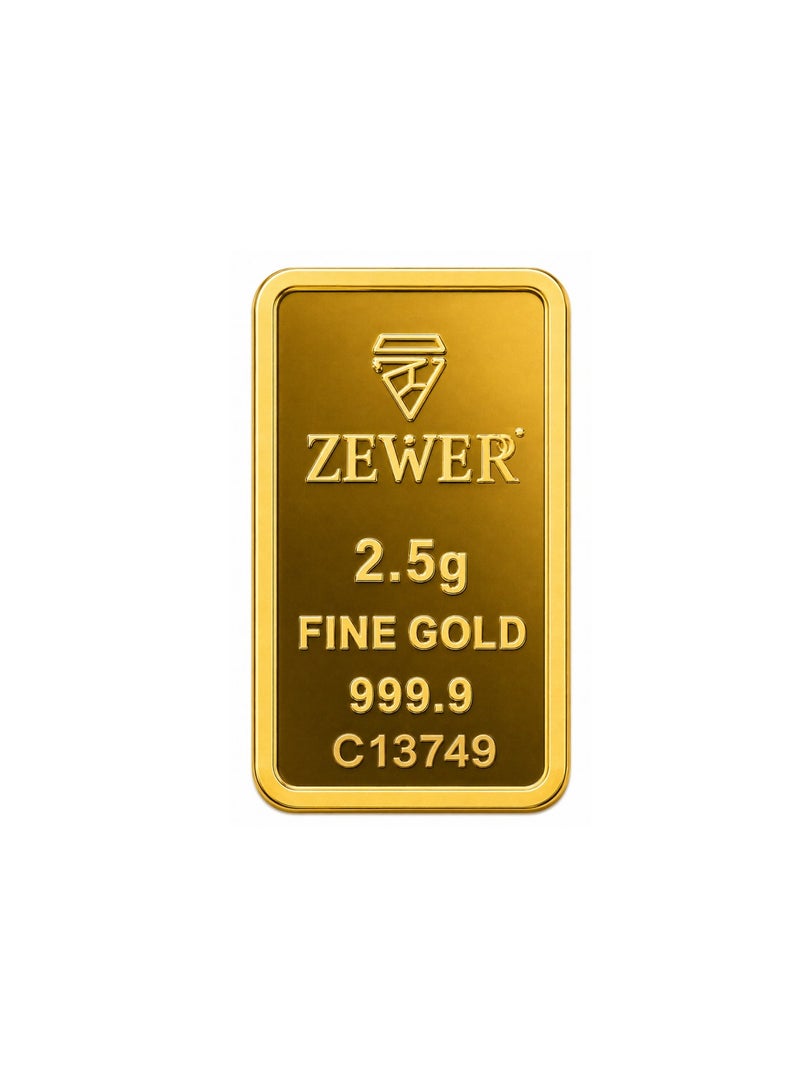 Zewer 2.5g 999.9 Fine Gold Bar with Flower Design, Certified Assayer - Image 4