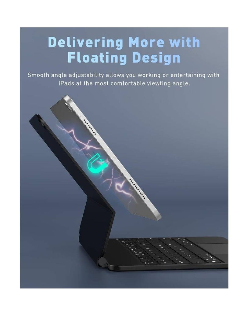 HYX - Magic-Style Keyboard for New iPad 10.9 inch 10th Generation, Floating Keyboard Folio Bluetooth with Trackpad and 7-Color Backlit for New iPad 10.9" 10th Gen 2022 US Layout - Image 1