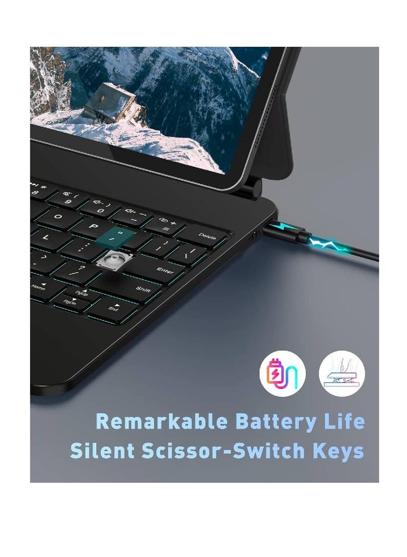 HYX - Magic-Style Keyboard for New iPad 10.9 inch 10th Generation, Floating Keyboard Folio Bluetooth with Trackpad and 7-Color Backlit for New iPad 10.9" 10th Gen 2022 US Layout - Image 1