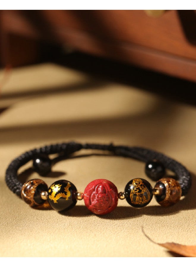 فور أربعة جبال شهيرة من سوار الخرز المزجج للأبراج الصينية بحبل أحمر، سوار هدايا للأزواج unisex - Image 1