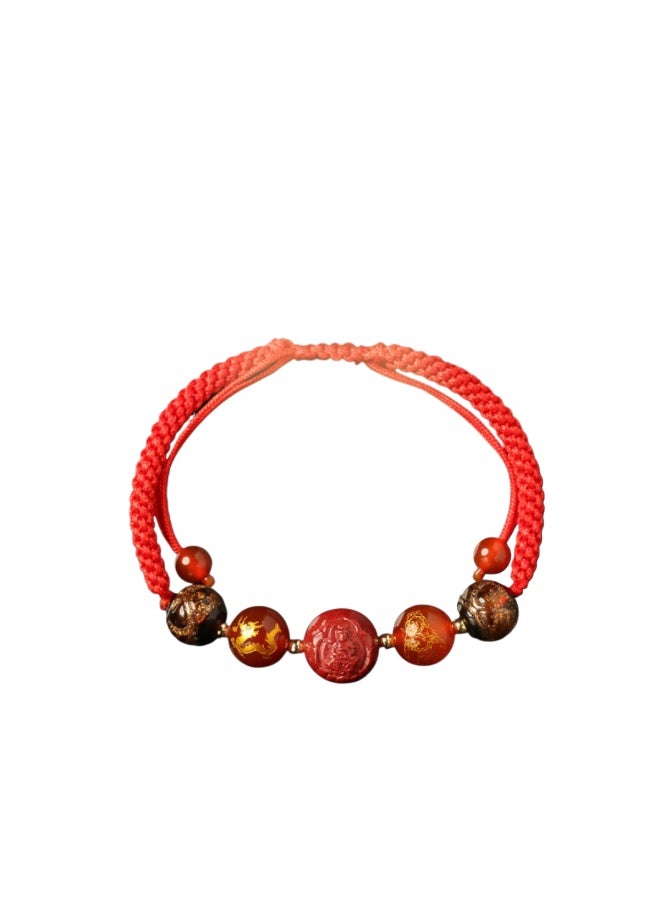 فور أربعة جبال شهيرة من سوار الخرز المزجج للأبراج الصينية بحبل أحمر، سوار هدايا للأزواج unisex - Image 3