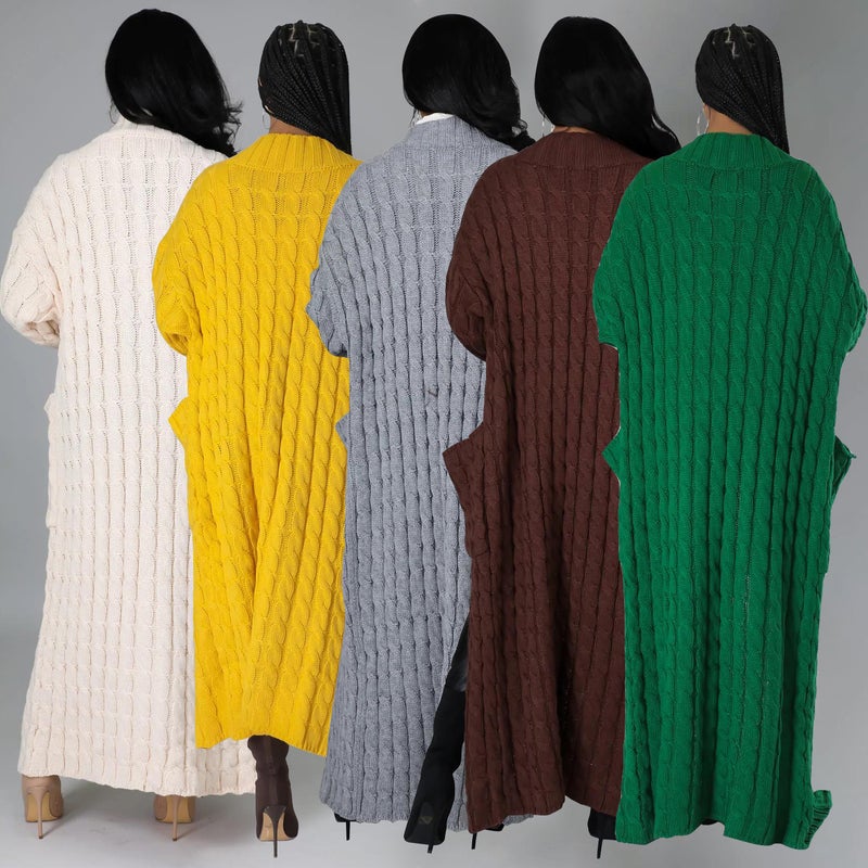 Clothing Fashion Pocket Cardigan Casual Long Sleeve Sweater Long Solid Color Outer - Image 3