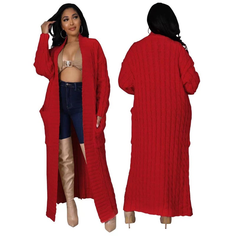 Clothing Fashion Pocket Cardigan Casual Long Sleeve Sweater Long Solid Color Outer - Image 5