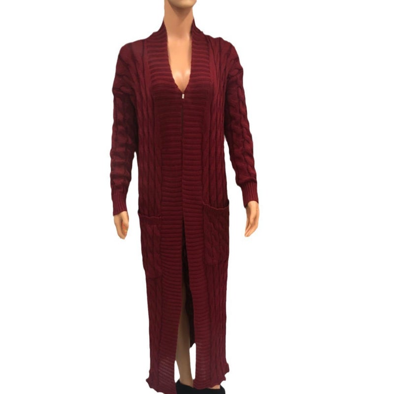 Clothing Fashion Pocket Cardigan Casual Long Sleeve Sweater Long Solid Color Outer - Image 1