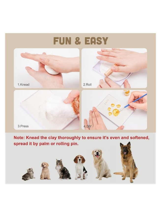 Generic - Paw Print Kit, with Picture Frame and Imprint Clay, Pawprints Impression Keepsake for Dogs Cats, Memorial Desk Display for Pets, Double-hinged Photo Frame, Soft & Easy to Mould, Natural - Image 1