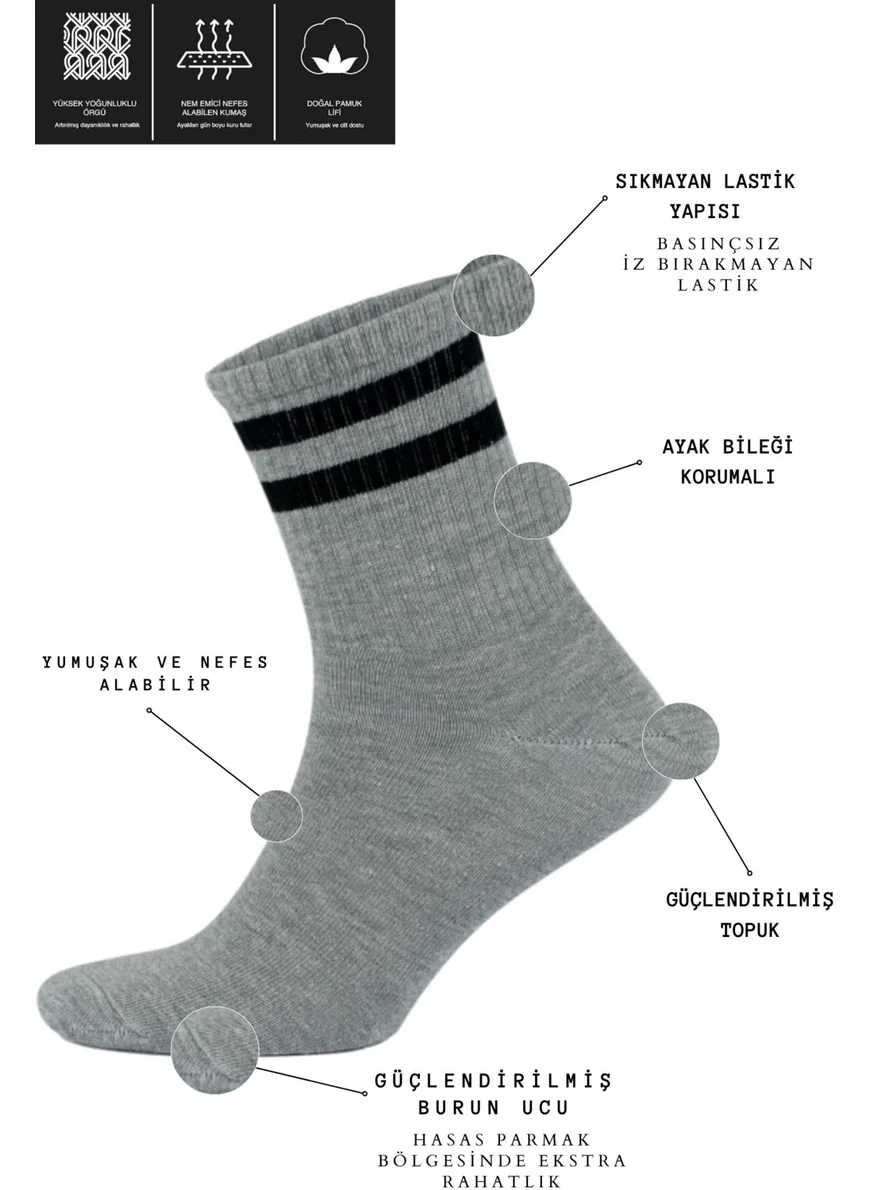 كرال سوكس Men's - Women's Striped College Tennis Socks Cotton Anti-Sweat Socks