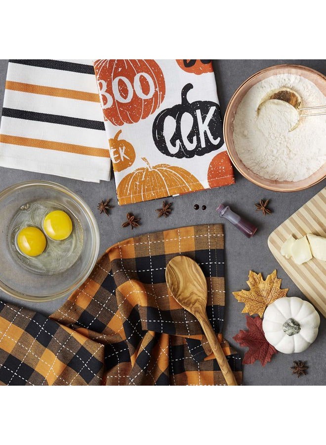 DII Decorative Spooky & Fun Cotton Printed Dishtowel Set, Pumpkin Boo, 18x28 - Image 5