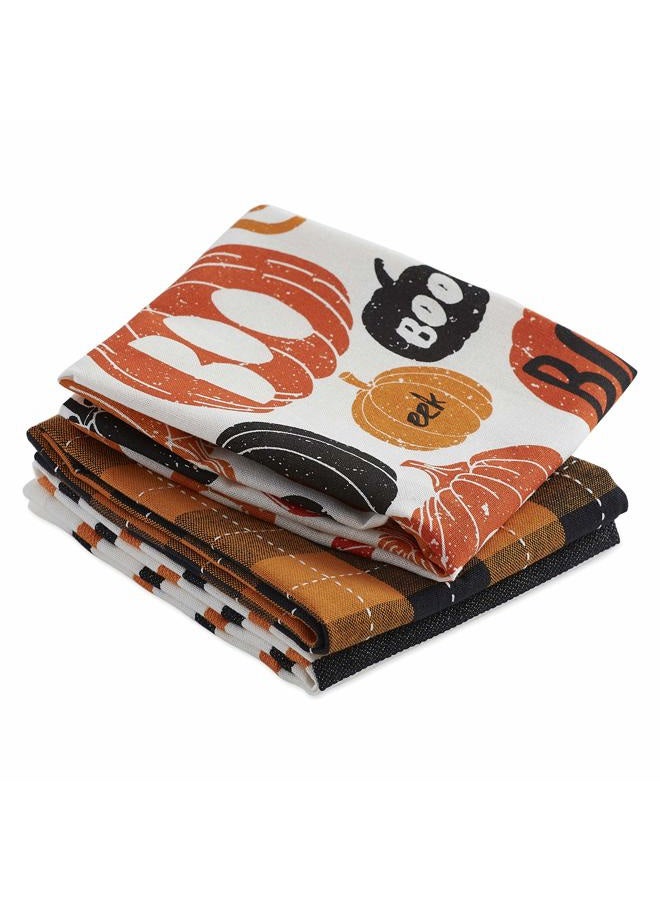 DII Decorative Spooky & Fun Cotton Printed Dishtowel Set, Pumpkin Boo, 18x28 - Image 2
