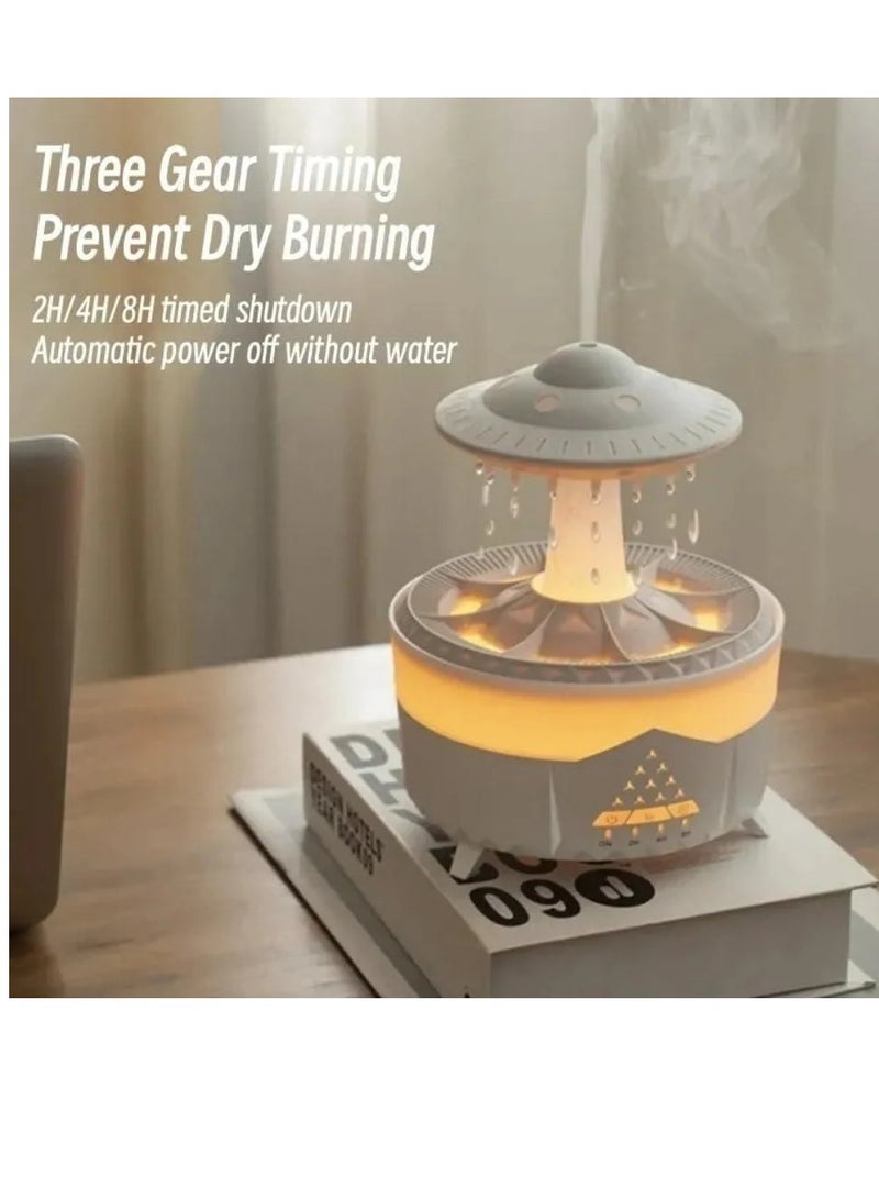 Denx Cloud Rain Humidifier Colorful Light Raindrop Aroma Diffuser with Desktop Fountain Water Drop Sound for Home Office Restaurant - Image 3