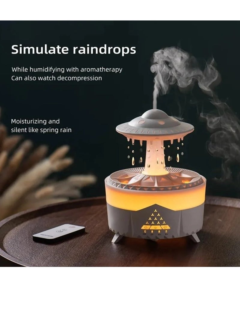 Denx Cloud Rain Humidifier Colorful Light Raindrop Aroma Diffuser with Desktop Fountain Water Drop Sound for Home Office Restaurant - Image 4