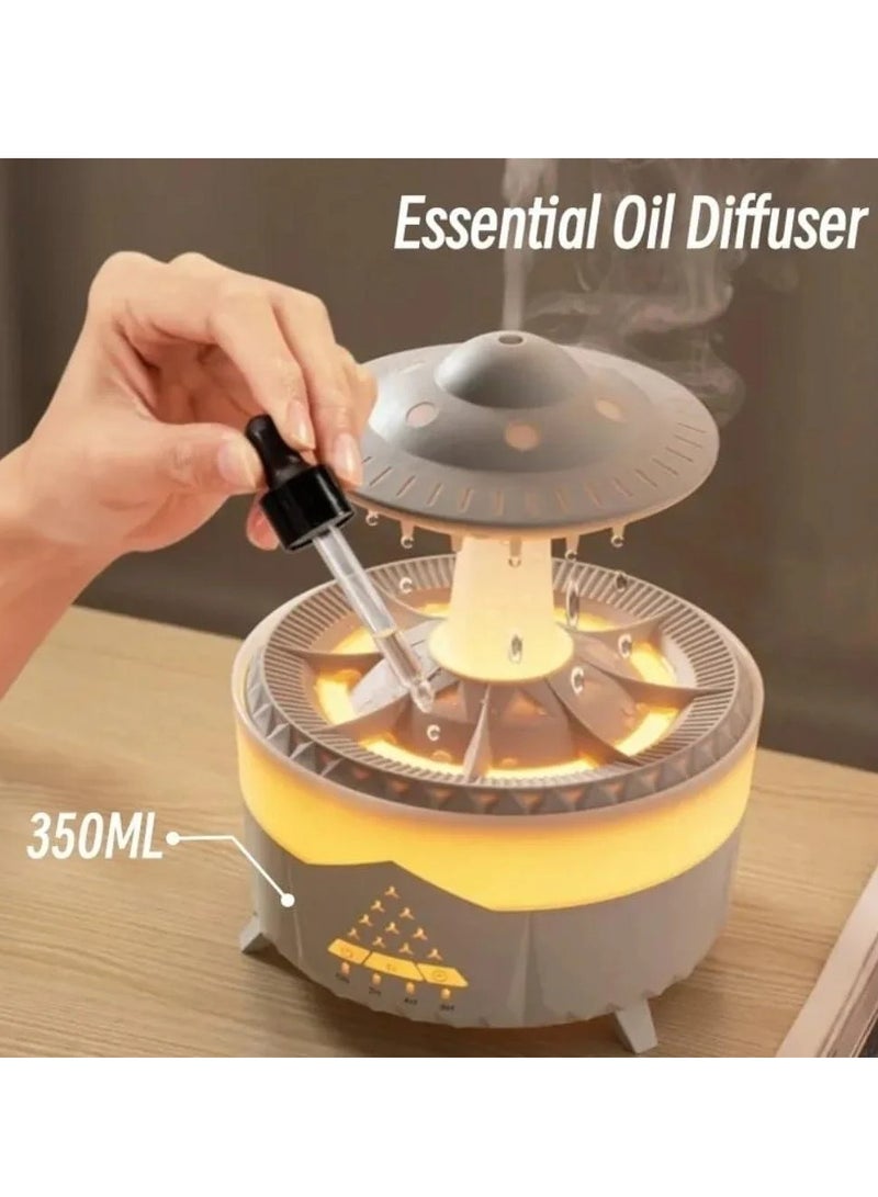 Denx Cloud Rain Humidifier Colorful Light Raindrop Aroma Diffuser with Desktop Fountain Water Drop Sound for Home Office Restaurant - Image 2