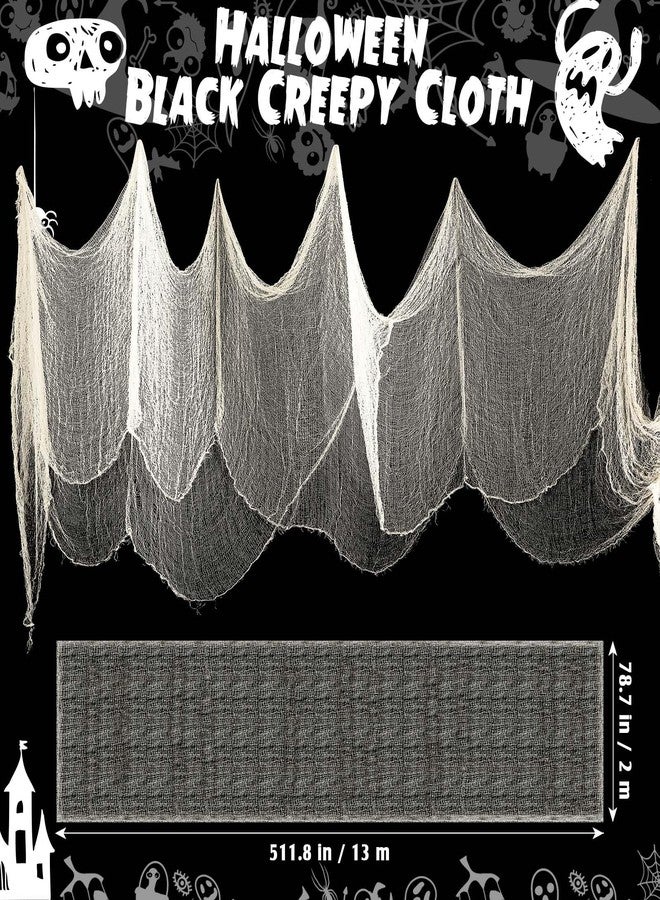 نيووي قماش نيووي المخيف للهالوين، مقاس 511 × 78.7 بوصة، قماش شاش كبير مخيف مناسب لمستلزمات الحفلات، ديكورات منزلية مسكونة، ديكورات داخلية وخارجية، ديكورات الحدائق (أبيض) - Image 5