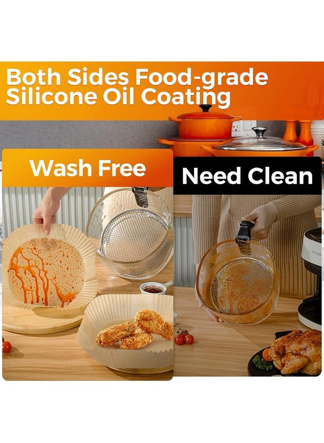 PureBake بطانات ورقية قابلة للتخلص من PureBake للقلي الهوائي: 100 قطعة من أوراق البرشمان المقاومة للزيت دائرية، بطانة سلة القلي الهوائي للخبز والطهي (8 بوصة) بني مربع - Image 5