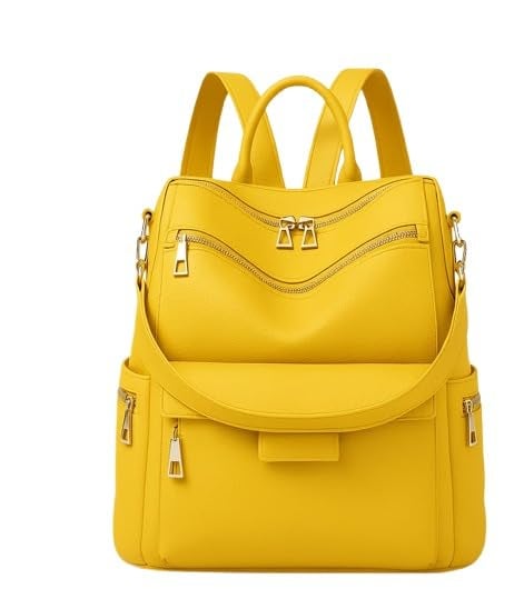 MUCHOVA Stylish Backpack for Women Basic Travel Bag for Stylish Women Lightweight College Backpack for Girls (Light Yellow) - Image 1