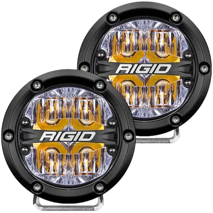 RIGID Industries 36118 360Series Led OffRoad Light 4 In Drive Beam For Moderate Speed 2050 Mph Plus Amber Backlight Pair - Image 1