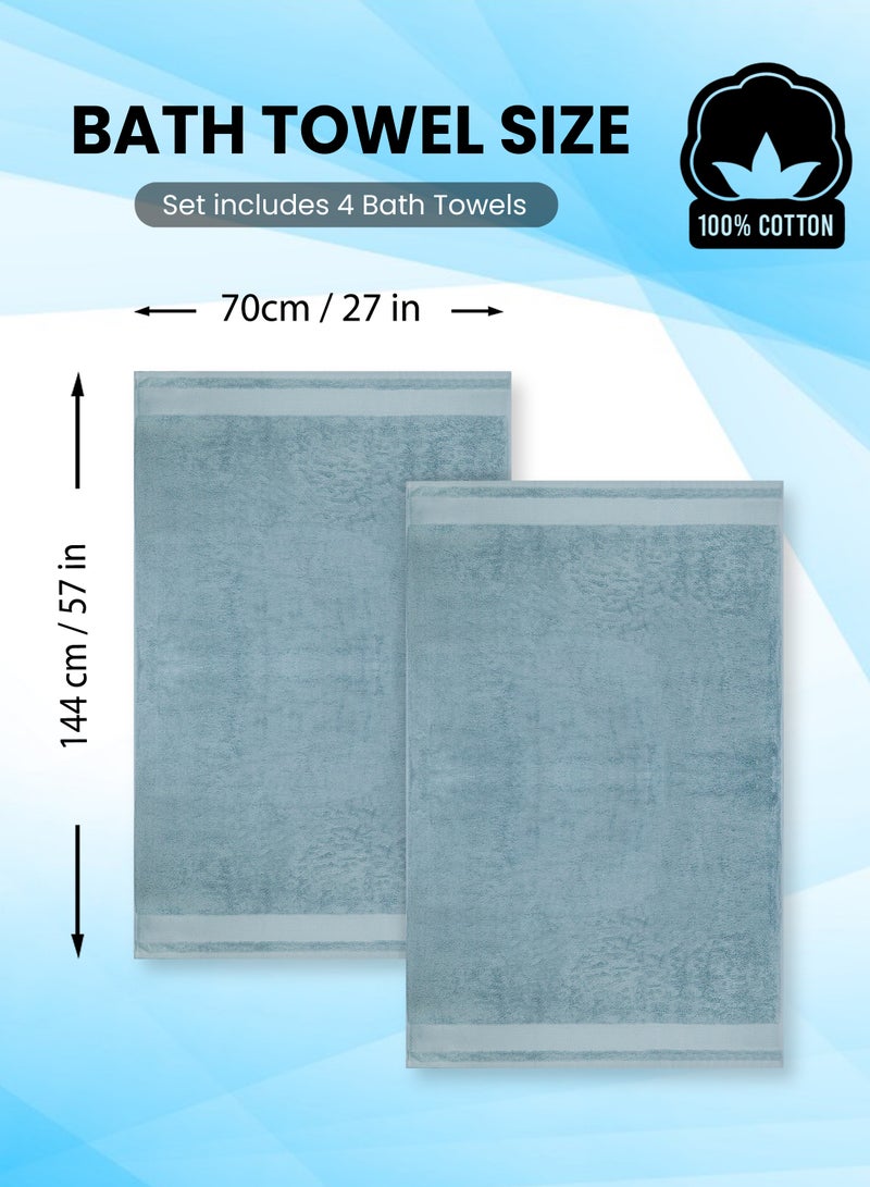 REZLAN UAE REZLAN Premium Cotton Bath Towel Set (4-Pack) – 100% Soft, Absorbent & Quick-Drying
*Luxury 600 GSM Bath Towels - 70×144 cm / 27×57 inches - SEA GREEN  - Image 3